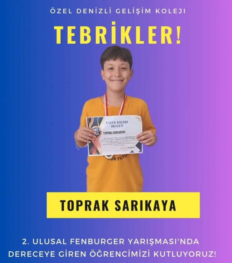 ÖĞRENCİMİZ ULUSAL FEN YARIŞMASINDA DERECEYE GİRDİ!